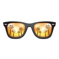 Isolated Realistic Sunglasses with palm. California. Vector
