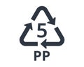 Isolated Recycle PP logo, number 5. Concept of ecology and packaging.