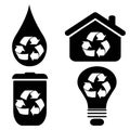 Recycle symbol icons set