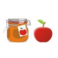 Isolated red apple jam jar and fruit