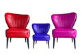 Isolated of Red blue pink or violet leather chair on white background. Royalty Free Stock Photo