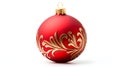 Isolated red Christmas Ornament on a white Background. Festive Template with Copy Space Royalty Free Stock Photo