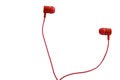 Isolated red earphone on white background