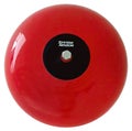 Isolated Red fire alarm bell, emergency fire warning system equipment for building, security element, alert sound, white