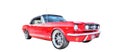 Isolated red Ford Mustang on white background