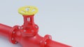 Isolated Red Gas Pipeline With Big Yellow Valve Handle 3d Rendering