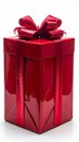 Isolated Red Gift Box Wrapped with a Ribbon on White Background Royalty Free Stock Photo