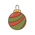 Isolated red and green Christmas ornament icon Royalty Free Stock Photo