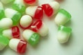 Isolated Red and Green Jelly Candy Close Up Royalty Free Stock Photo
