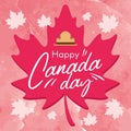 Isolated red mapple with text and a keeper hat Happy Canada day Vector Royalty Free Stock Photo