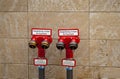An isolated red metal dry riser standpipe system Royalty Free Stock Photo