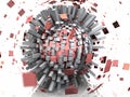 3D Red Metal Sphere Explosion Royalty Free Stock Photo