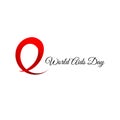 Isolated red ribbon disease awareness. World Aids Day concept. Stop virus icon. International support campaign for sick