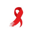 Isolated red ribbon disease awareness. World Aids Day concept. Stop virus icon. International support campaign for sick