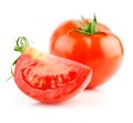 Isolated red tomato vegetable with cut Royalty Free Stock Photo