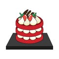 Isolated red velvet cake Gourmet dessert Sweet food Vector