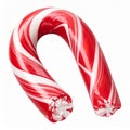 Isolated Red and White Striped Candy Cane on a White Background Royalty Free Stock Photo
