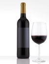 Isolated Red Wine Bottle in a White Background and Black Label Royalty Free Stock Photo