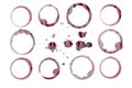 Isolated red wine stains. Separate pixel precise paths