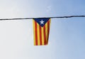 Isolated red yellow catalan independence movement flag Estelada Senyera banner in Tavertet Catalonia Spain Europe Royalty Free Stock Photo