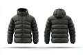 Black Down Jacket Mockup Front Back Royalty Free Stock Photo