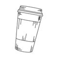 Isolated retro coffee plastic cup sketch Vector