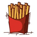 Isolated retro french fries sketch image Vector