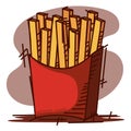 Isolated retro french fries sketch image Vector