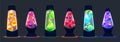 Isolated retro lava lamp vector light graphic set