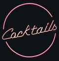 Retro Pink Neon Cocktails Sign