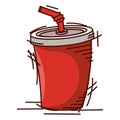 Isolated retro soda sketch image Vector