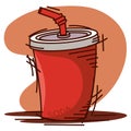 Isolated retro soda sketch image Vector