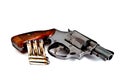 Isolated revolver handgun with bullet Royalty Free Stock Photo