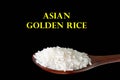 Isolated rice in wooden spoon