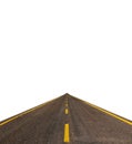 Isolated road on white background with yellow lines and small cars