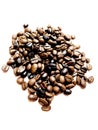 Isolated roasted coffee beans brown and dark variation on white background Royalty Free Stock Photo