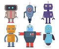 Isolated robot set. Collection future element icon character, cartoon robots.Flat vector illustration set.