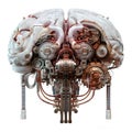 Isolated Robotic Brain with Engine Components in white background