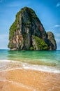 Isolated rock on Railay Beach Thailand Royalty Free Stock Photo