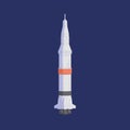 Isolated rocket flying up. Futuristic rocketship or spaceship during space travel. Flight of intergalactic shuttle Royalty Free Stock Photo