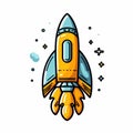 Isolated Rocket Ship on White Background AI Generated