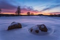 Isolated rocks in a snowed fields in Entzia Royalty Free Stock Photo