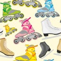 Isolated roller and ice skates Royalty Free Stock Photo