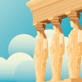 Isolated roman building columns Greek sculpture Vector