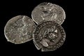 Isolated roman coins Royalty Free Stock Photo