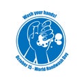 Isolated rounded single blue hand wash logo