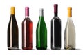 Wine bottles in row isolated on white background Royalty Free Stock Photo