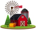 Isolated rural farm on white background