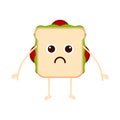 Isolated sad sandwich emote Royalty Free Stock Photo