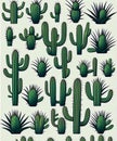 Isolated Saguaro Cactus Set. Vector illustration. generative AI Royalty Free Stock Photo